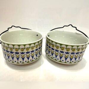 Vintage Nasco Fine China Rice Bowls – Made in Japan – Retro Tulip Pattern
